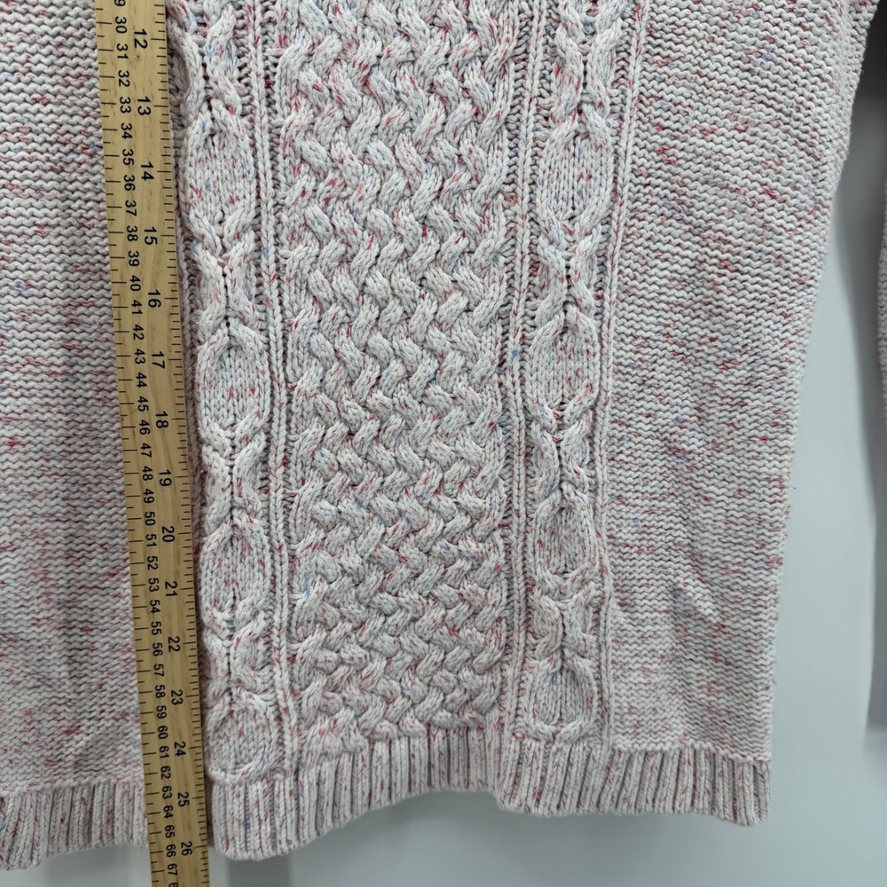 Talbots Women's Cable‎ Knit Sweater Speckled Pink Blue White Cotton Size Medium - Picture 7 of 7